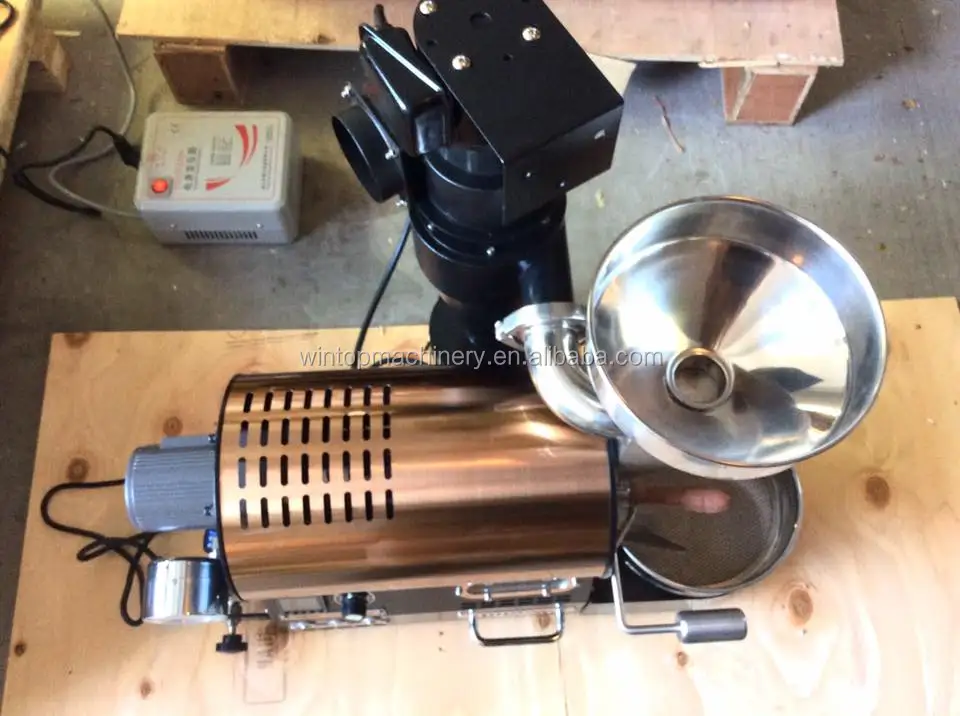 Wintop mini carbon steel 300g coffee roaster machine lpg gas coffee bean roasting machines for Home Shop Office Hotel use
