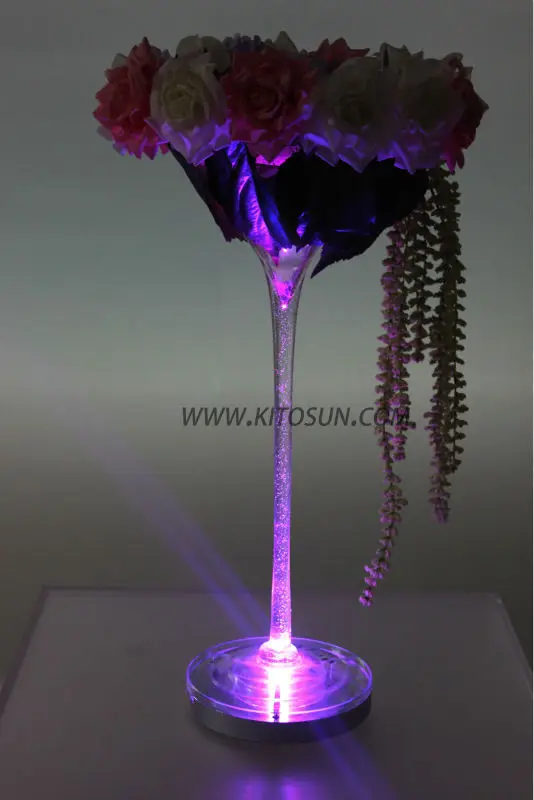 Wedding Favored RGBW Multi-colors 8 inch Spot Round LED Light Rotating Base for Martini Glass Bottle Vases, Crystal, Ice Bucket