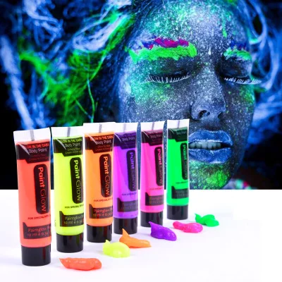 Washable Colorful UV Neon In Dark Face Body Paint Party Face Paint With Plastic Tube