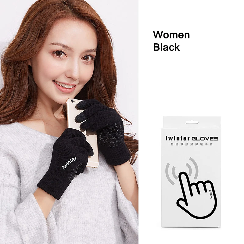 
Wholesale separate five finger cycling winter gloves knitted thick warm touch mobile gloves 