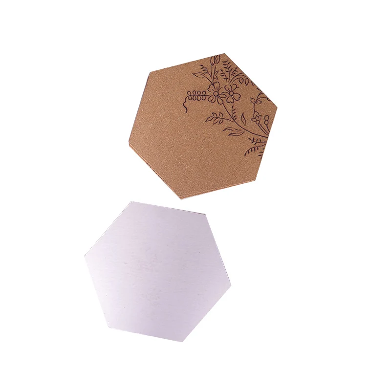 
Custom 6mm thickness Shape Hexagon Bulletin Message Cork Sheet Tiles Board with adhesive backing 