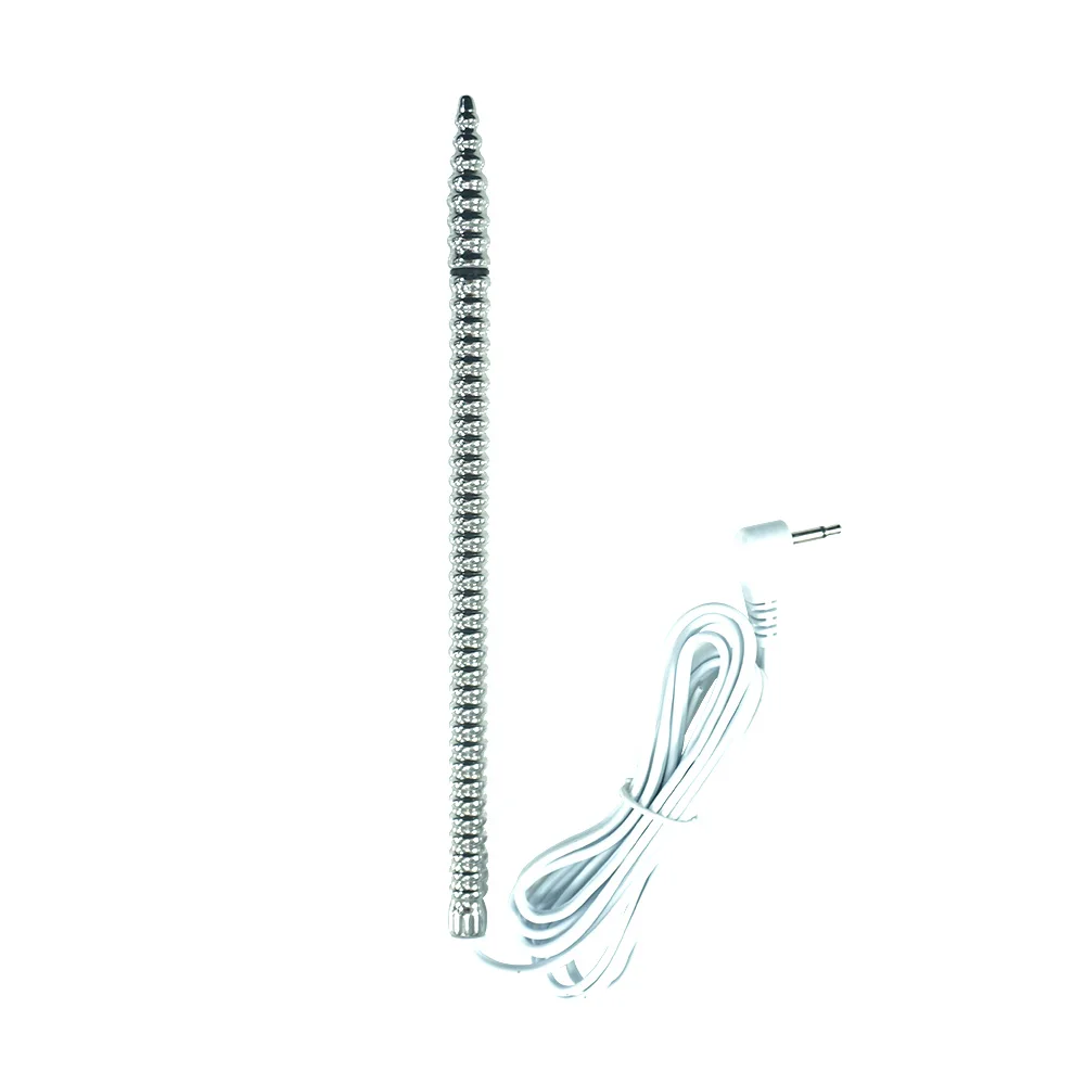 Electric shock wave physical therapy equipment stainless steel whorl urethral sound vibrator penis plug electro sex toy