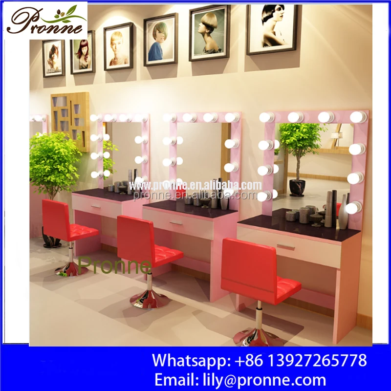 Professional salon hair dressing make up aluminum styling mirror with lighting