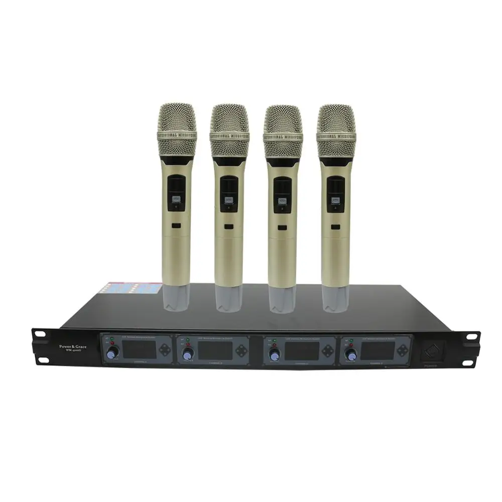 WM-4000U Professional UHF 4 Channel Handheld Wireless microphone System suitable for church, education, and live performance