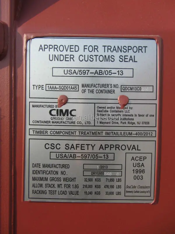 
40ft GP&HC ISO corten steel dry cargo container 