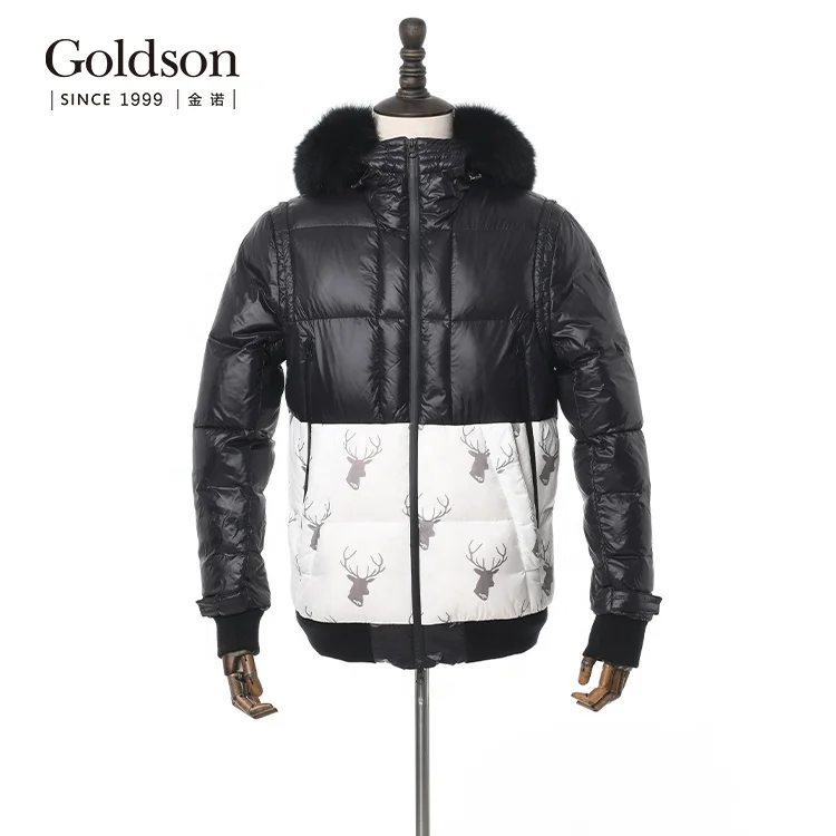 Russian wholesale high quality men outdoor long thick hooded raccoon fur winter duck down jacket