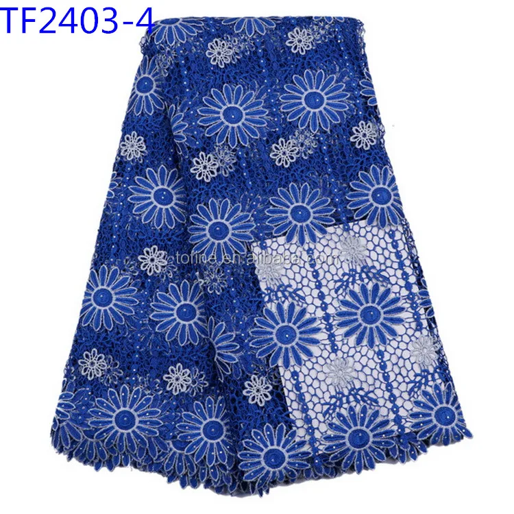 White cord lace fabric Lovely fashion design guipure lace fabric with flower pattern for making women dress