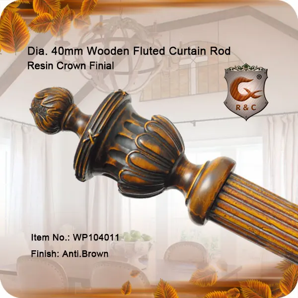 Manufacturer Custom Size High Quality Wooden Curtain Rod Single Wood Curtain Rod