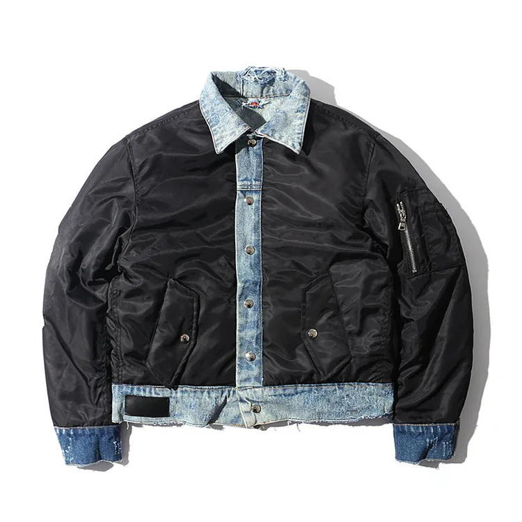 OEM private label contrast collar denim jacket
