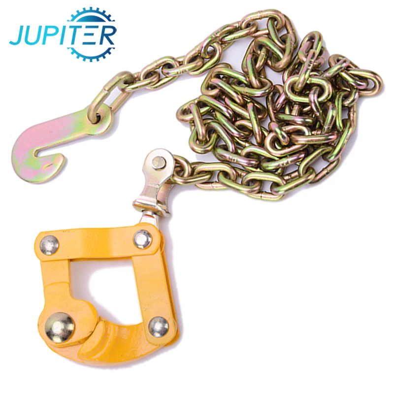 Collapsible steel electric fence strainer grab chain wire puller