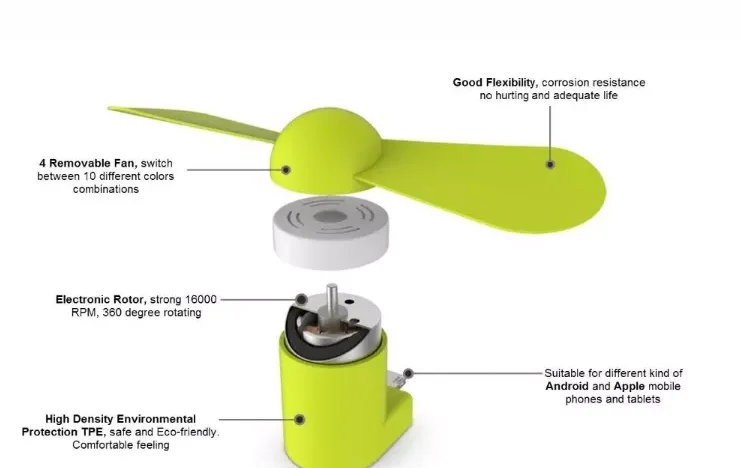 Portable Phone Fan Colorful and Powerful 2-in-1 Fans for iPhone for iPad Android Smartphone Summer for iPhone Accessories