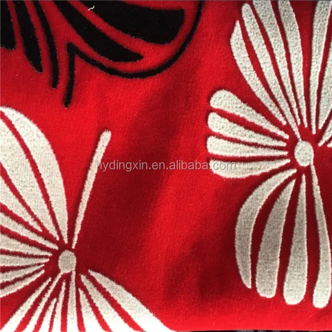 100% nylon micro flock on flock sofa fabric for home textile flower pattern