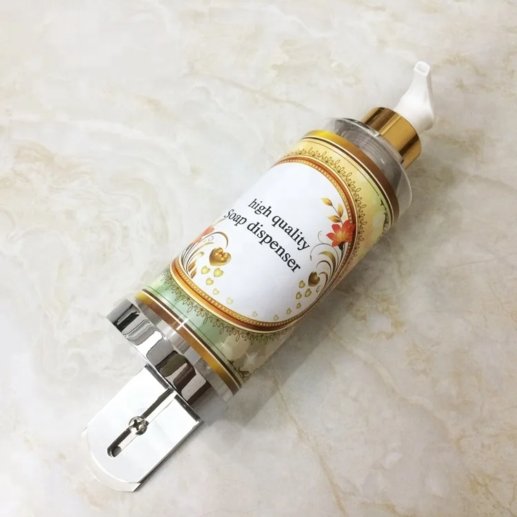 Mirror Shining 300ml PET Plastic Wall Mount Hand Bottle Soap Dispenser with Bracket