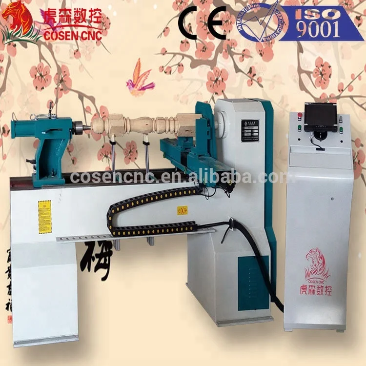 Single Spindle Cnc Wood Turning Lathe Machine With Double Turning Blade