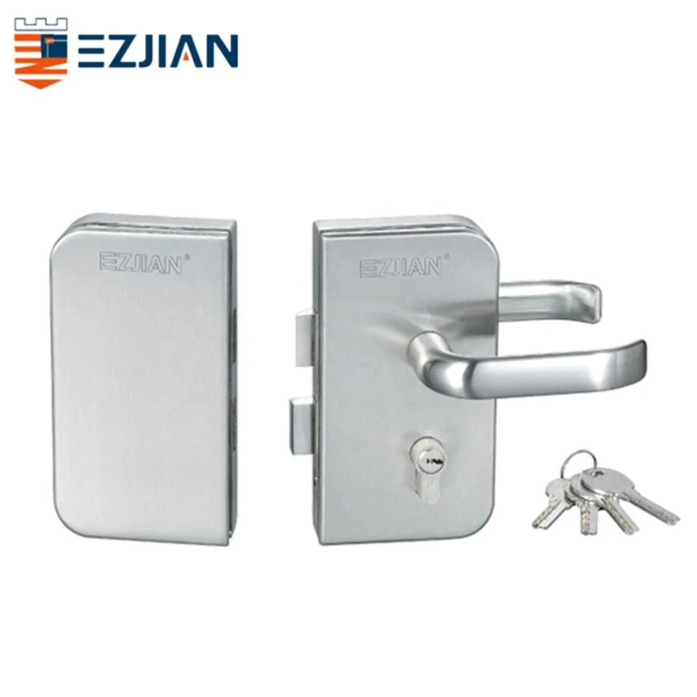 Square Frameless Glass Door Lock Single Door Single Lock