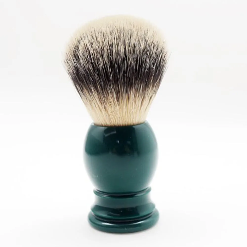 Pure synthetic hair shaving brush Private label luxury peacock green handle men shaving brushes