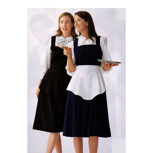Soft Breathable polyester/cotton Maid/waitress Apron uniform servicer wholesale&Customize LOGO
