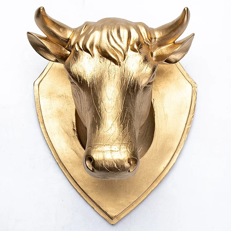 geometrical wall hanging various sizes and shapes fox and bull resin animal head