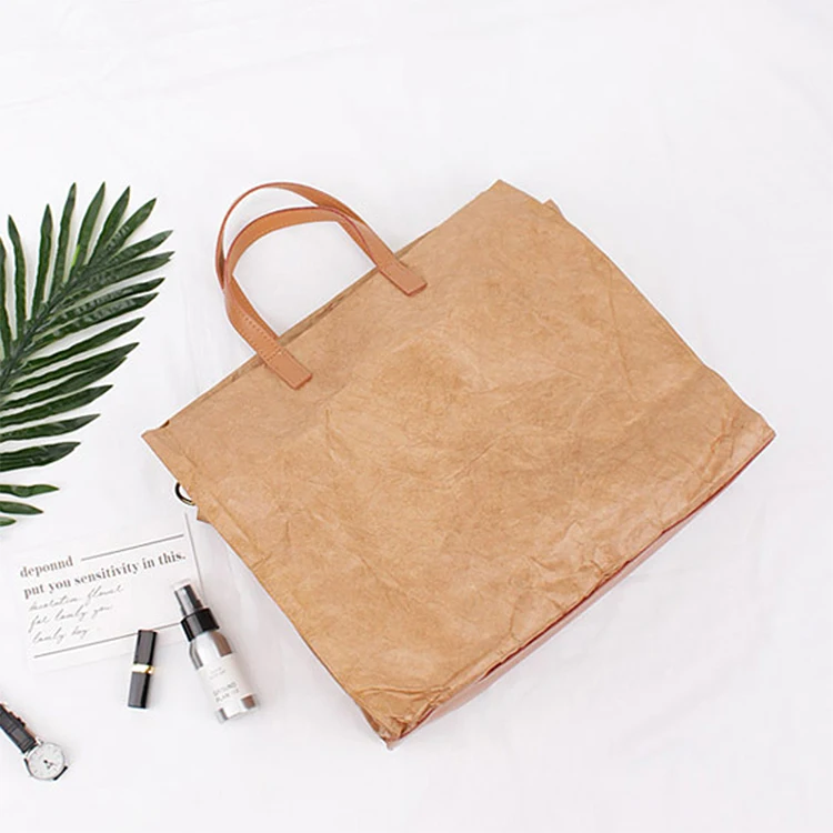 High quality casual women travel tote tyvek messenger washable kraft paper shopping bag