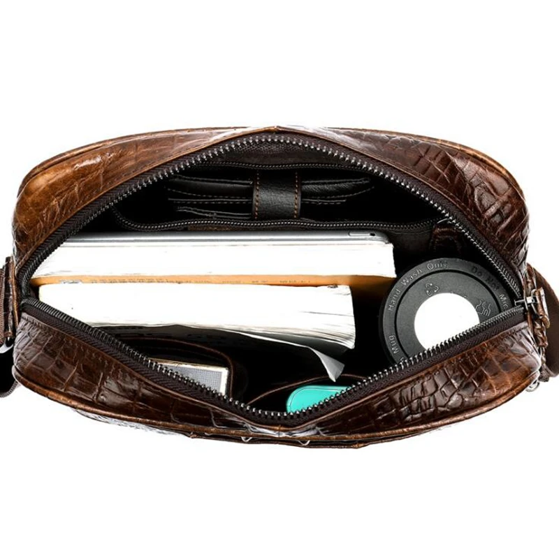 Dreamtop DTA502 crocodile grain cowhide leather crossbody bag fashion sling bag men shoulder with custom logo