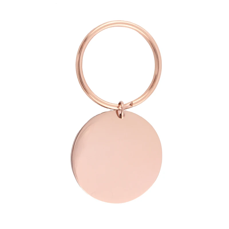 32mm Round Shaped New Fashion Stamping Blank Stainless Steel Dog Tag Key Ring Jewelry Charm Perfect Gifts