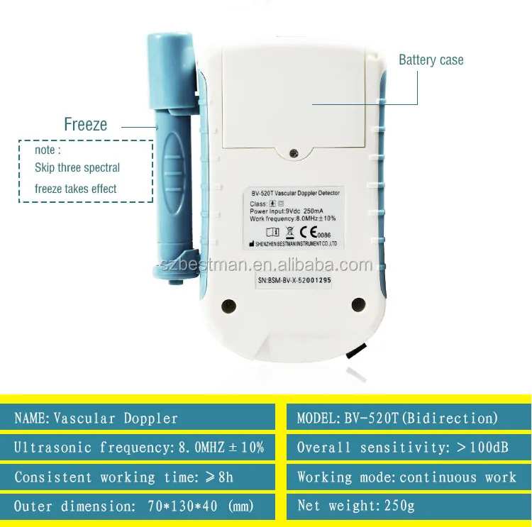 Bestman BV- 520T Vascular Doppler Detect The Blood Stream Status Of Arterial / Venous By 8.0 MHz Probe