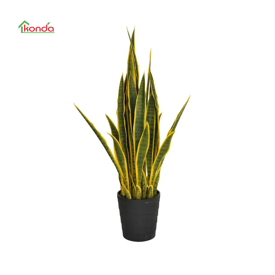 Faux plant Faux Snake Artificial Sansevieria Trifasciata Prain Yellow Green Decorative Plastic Plant