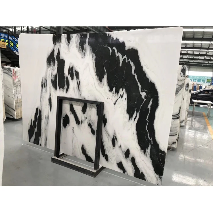 Горячая Распродажа панда белый мрамор черная плитка для резки вены