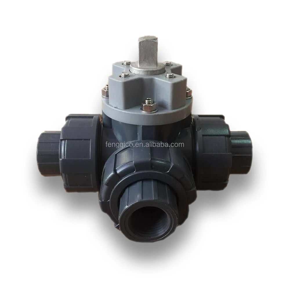 
PVC Pneumatic Actuator 3 Way Ball Valve 