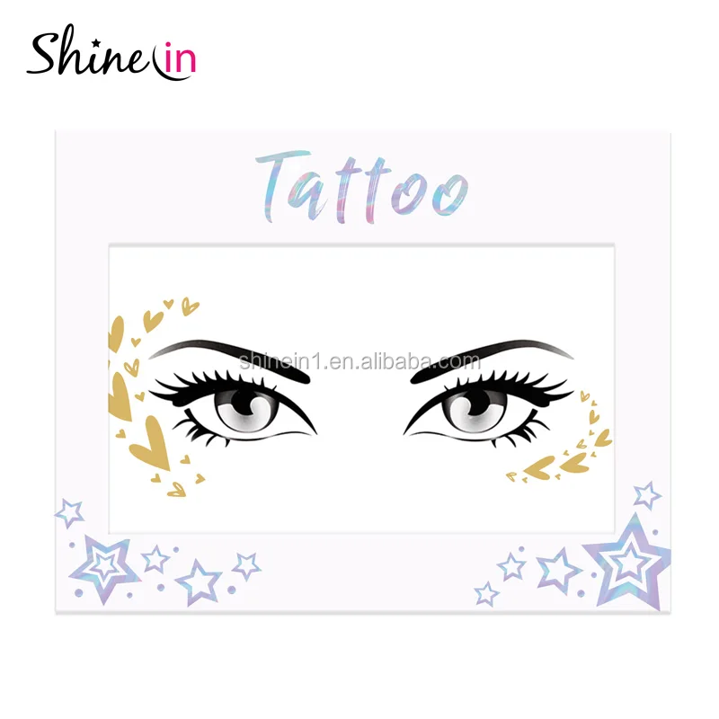 Новое поступление, водостойкие золотые Временные татуировки для девочек, наклейка на кожу сердца, татуировки для украшения глаз