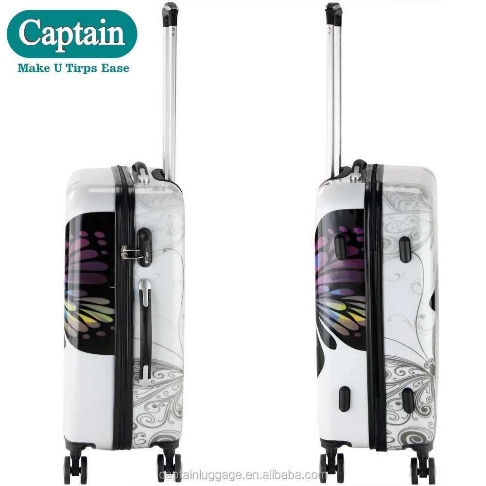 
4 Pcs Butterfly Hardshell Suitcase Spinner Set - With Lock & Beauty Case 360 Castors 