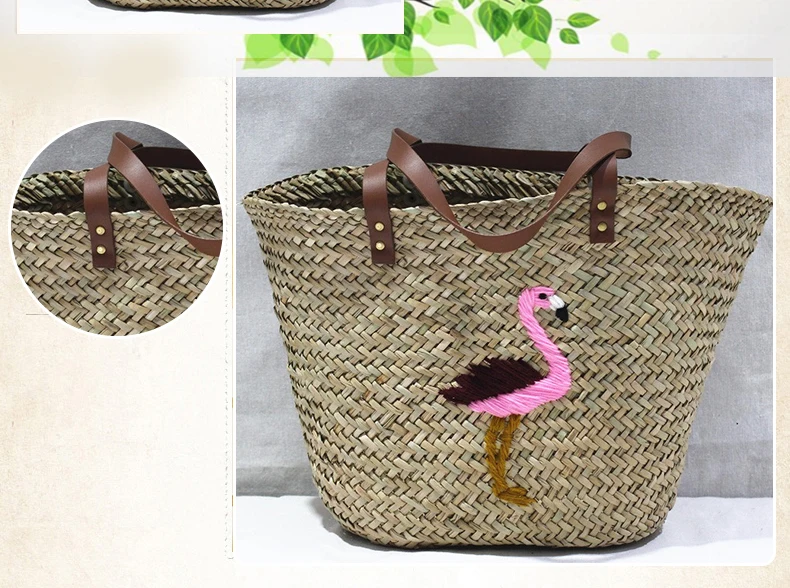 High Quality Women Bags Beach Straw Handbag Shopping Net Bag Mesh Rattan Cotton Rope Beach Weave Bag