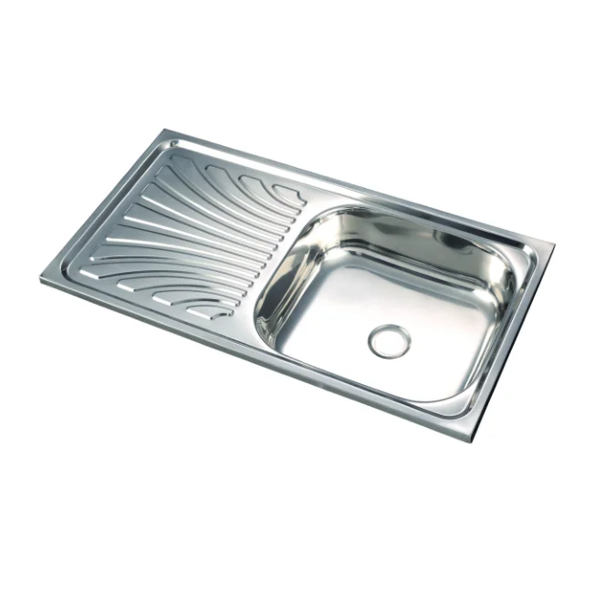 Single bowl with single drain board Size 9643A SS 201 pressed wash sink