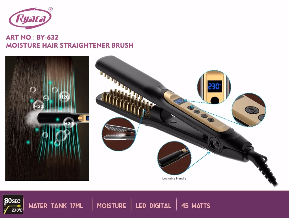 High quality ceramic coating steam LED digital hair straightener