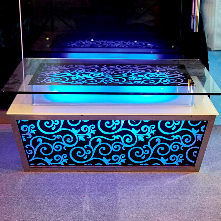 
China Hot sales Remote Control Bar KTV Hotel Room Led Table Long Square Tea Bar Table led ktv table for hotel night club 
