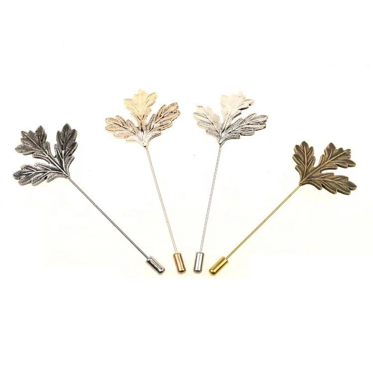 shape Stick Custom Unique Gold /Silver Brooch In Bulk Newest Fancy Personalized Maple lapel pin Leaf Sweater Pins