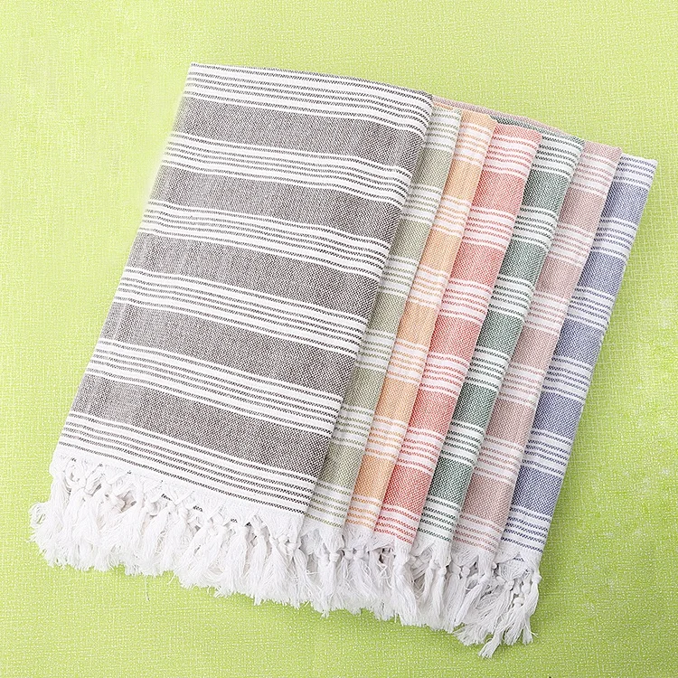 Turkish 100% Cotton Tassels Terry Beach Towel Custom Printed Wholesale Jacquard Beach Turkish Towel For Spa Hotel Picnic Beach