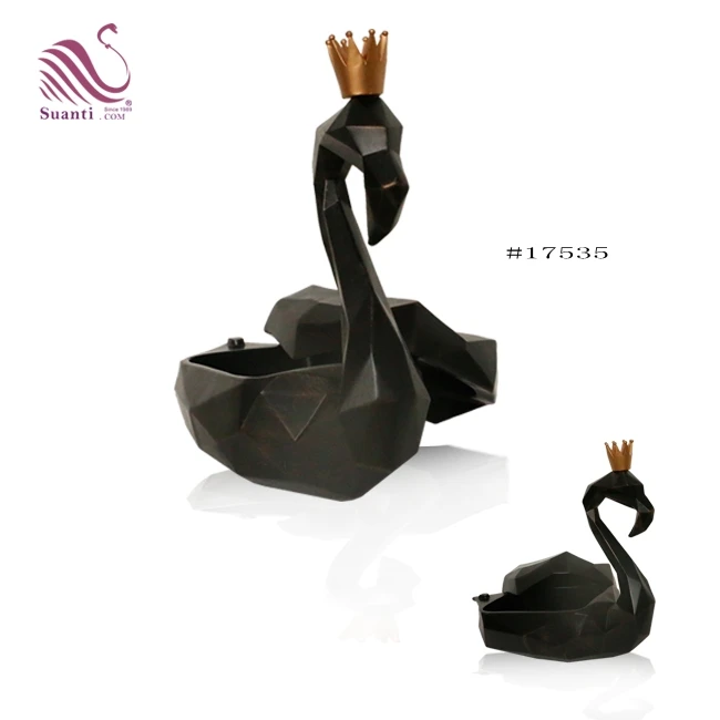 
Black Color Minimalist Style Table Top Decorative Geometric Swan Resin Tissue Box for 2019  (60853292009)