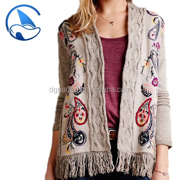 Лучшие моды открытой груди свитер с вышивкой GUOOU18