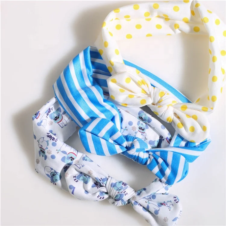 
New Wholesale 2019 Pure Cotton Bow Baby Hair Headgear Set With 3 Strips 