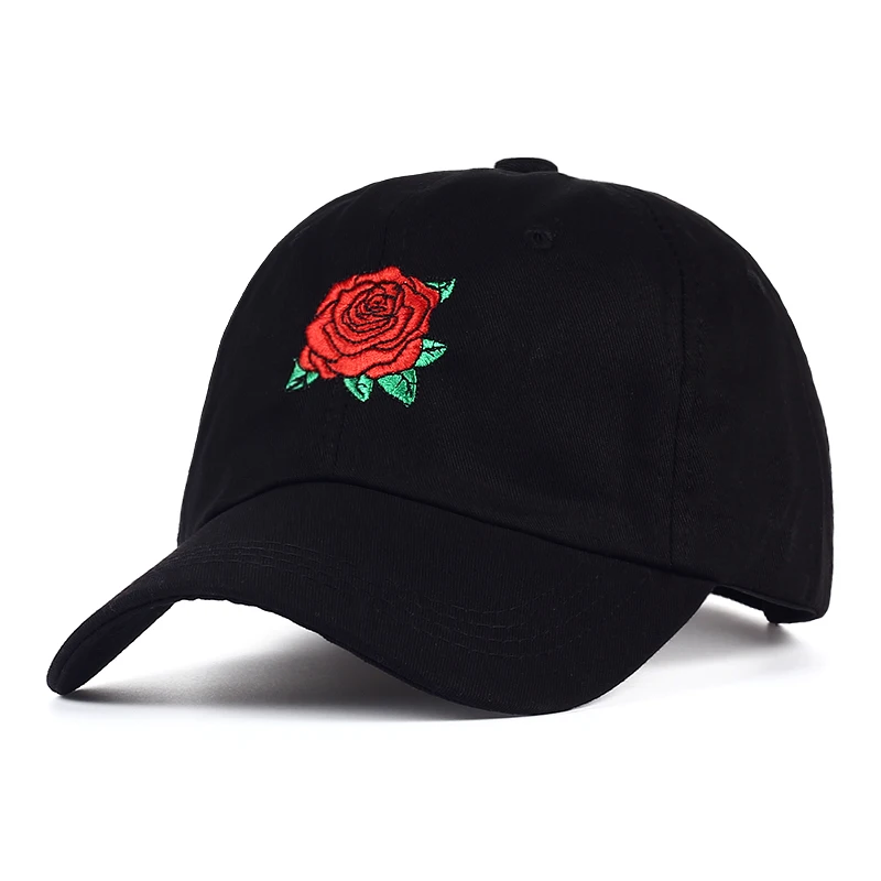 Wholesale Fashion Hats Roses For Women Jean Baseball Hat High Quality 6 Panel Washer Baseball Cap