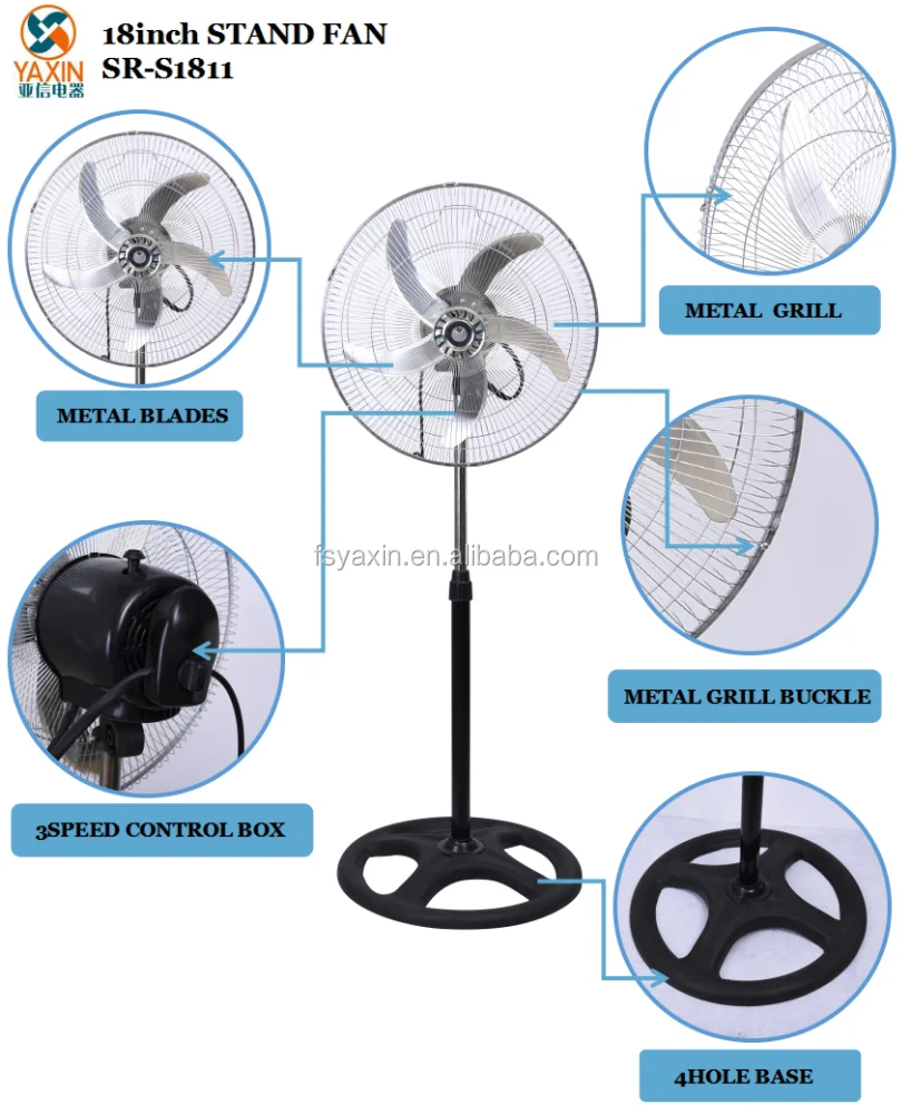 2018 hot sell 18 inch strong wind big power stand fan