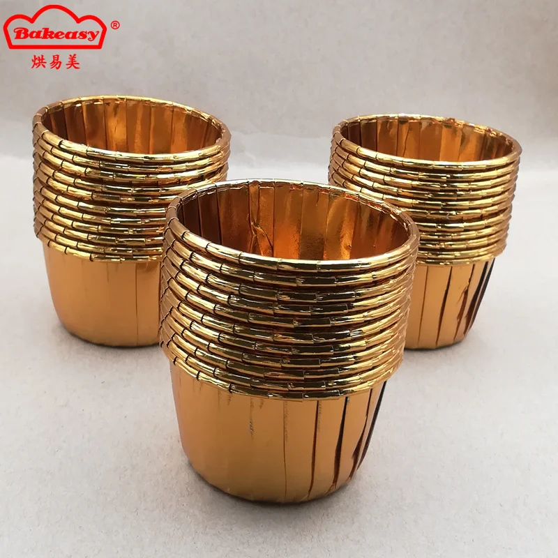 gold aluminum foil cupcake liner cupcake liners disposable cupcake holder paper baking cups 5cm Base 3.8cm Height
