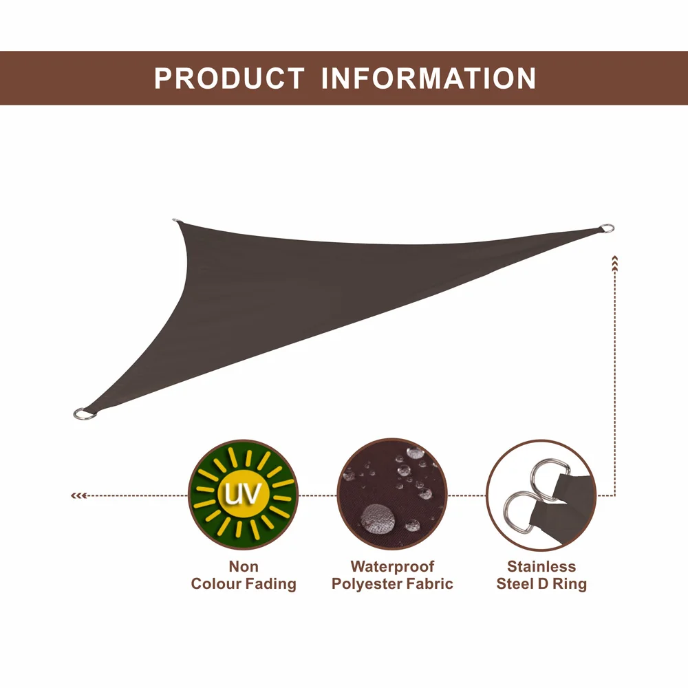 
HDPE Poly PE 16 x 16 Triangle Sun Shade Sail Net Waterproof Sun Shade Cloth 