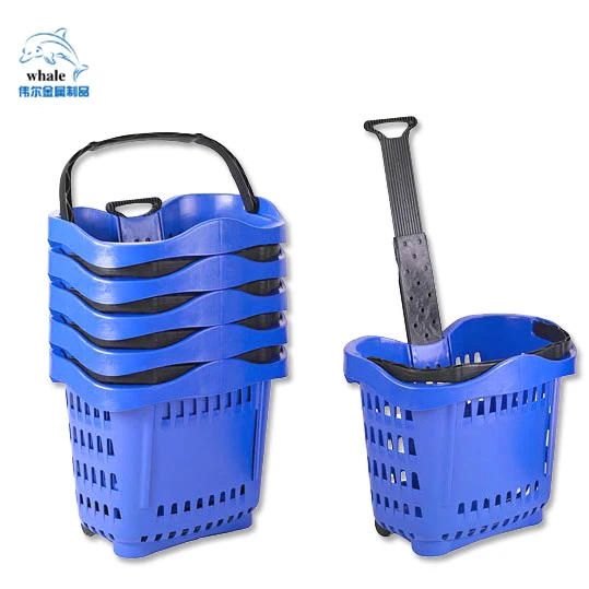 The Most Competitive Price Wholesale 55 Liter Big Plastic Shopping Basket Cart With Wheels