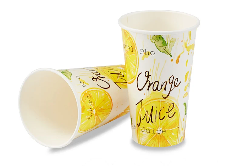 24ozB disposable cold drink quality single wall paper cup with custom logo