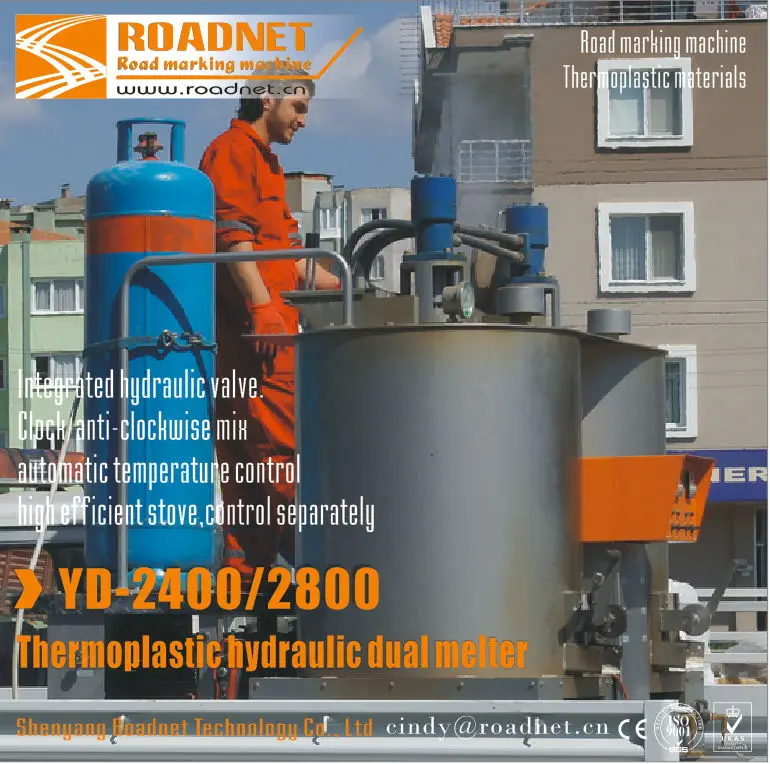 Hydraulic Double-Cylinder automatic temperature control Thermoplastic paints pre-heatering machine, paints melting machine