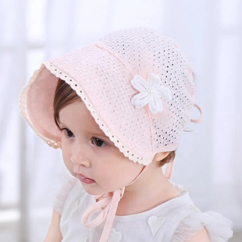 
Детская шапка-бини с цветочным кружевом, весенняя шапка на шнуровке, летняя Милая шапка принцессы для маленьких девочек с вырезами 
