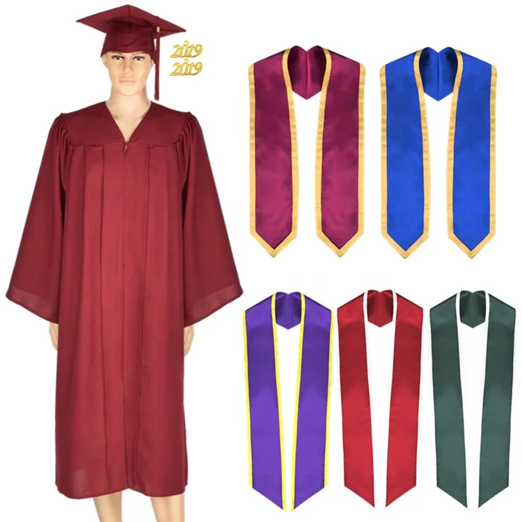 OEM factory Slant Bottom Red Satin Graduation Stoles/Sashes with White Trim