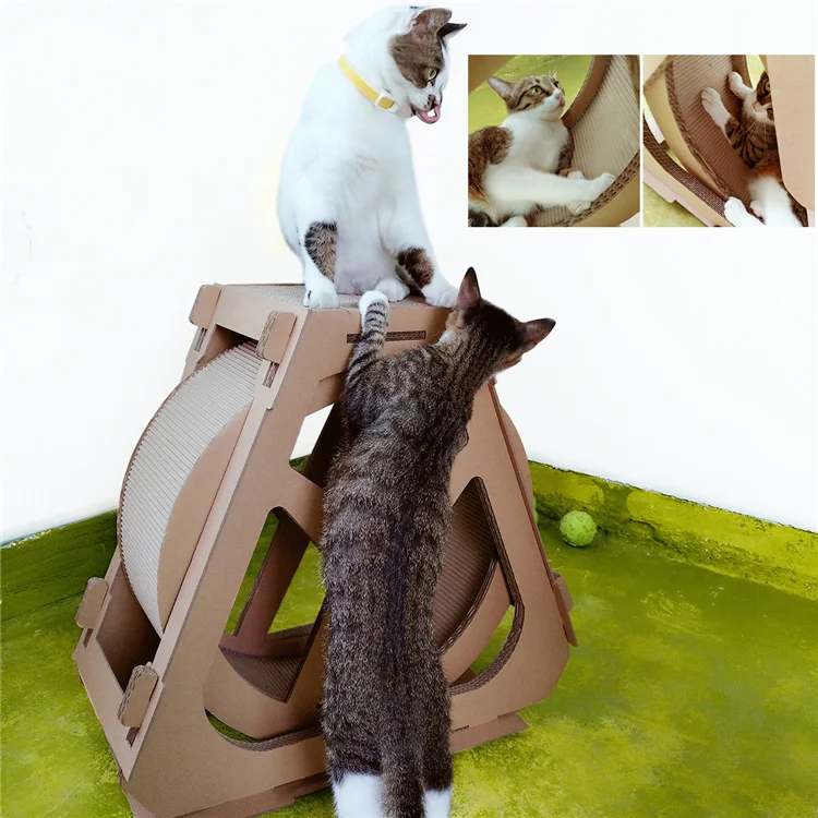 
Factory Direct Sale Cat Scratch Pad Rolling Wheel Shape Cat Scratcher DIY Cardboard Cat Tower 